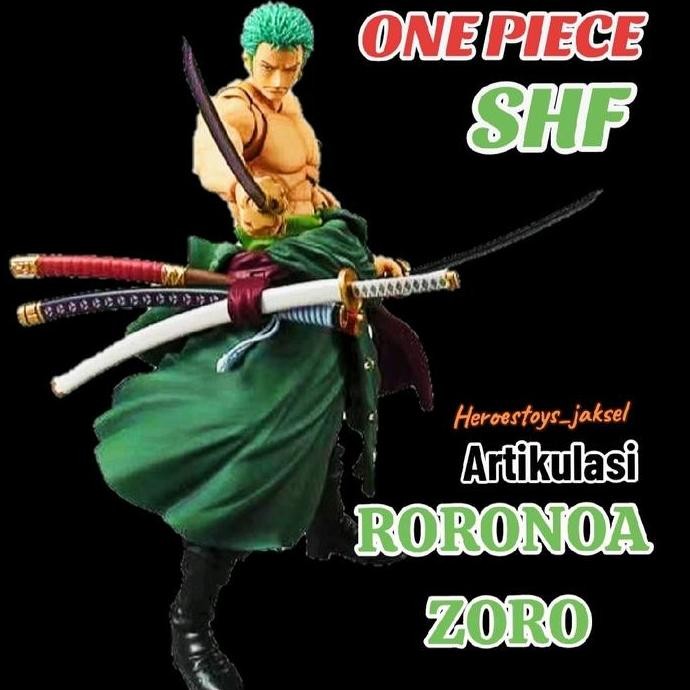Shf Roronoa Zoro Onepiece Pvc Artikulasi Zoro 3 Pedang_Kado Mainan Anak