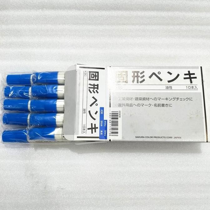 

Sakura Original Solidified Marker Blue ( 10 Pcs / Box ) / Solid Marker Biru ( Stik Penanda Besi Baja Beton Kayu Karet Kertas Kulit Kaca Vinil ) New Stok