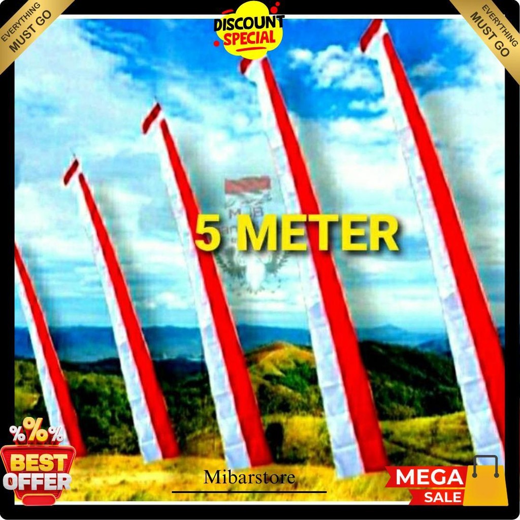 Umbul Umbul 5 Meter Merah Putih Polos Cod