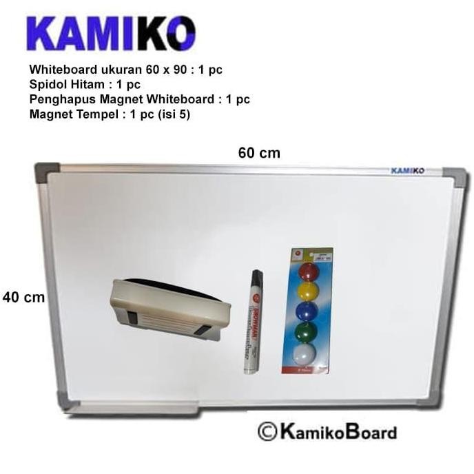 

Whiteboard Kamiko Gantung Uk 40 X 60 Cm, Spdl Htm, Hpsn, Magnet New Stok