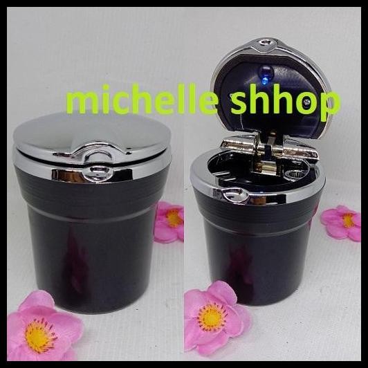 BEST DEAL ASBAK MOBIL LED/ASBAK ROKOK PORTABLE HITAM CHROME ALL NEW AVANZA 