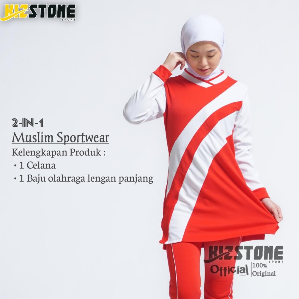 Setelan Baju Senam Merah Putih / Baju Senam Wanita / Baju Senam Muslimah