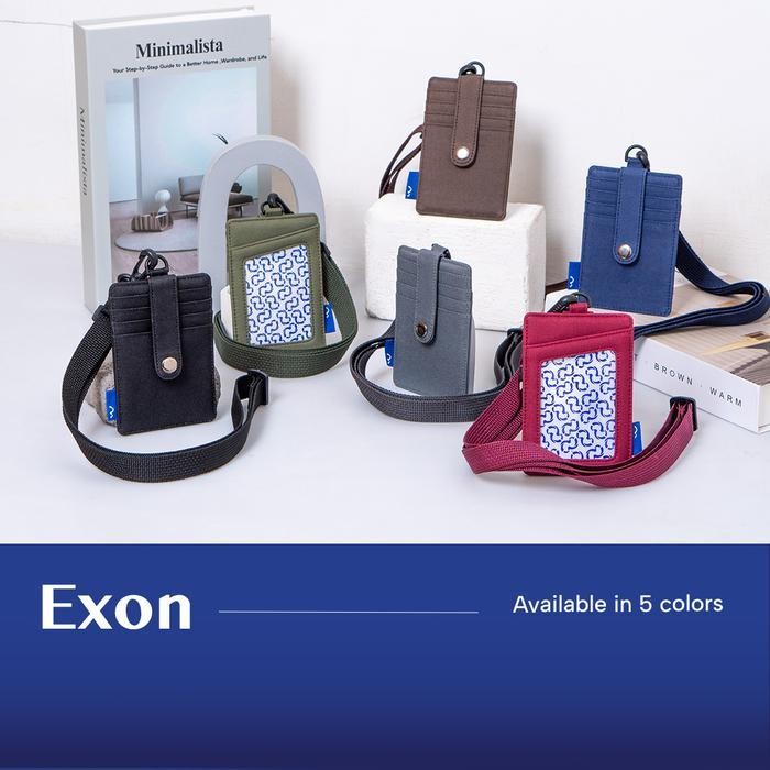 

Wallts Exon - Dompet Lanyard Kanvas Kartu Name Tag Id Card Pria Wanita Cowok Hitam