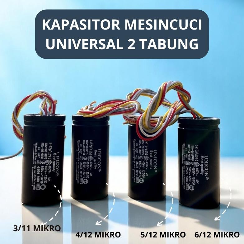 [Berkah.unik] Kapasitor Mesin Cuci 2 Tabung - Kapasitor Mesin Cuci Universal 2 Tabung - Kapasitor Me