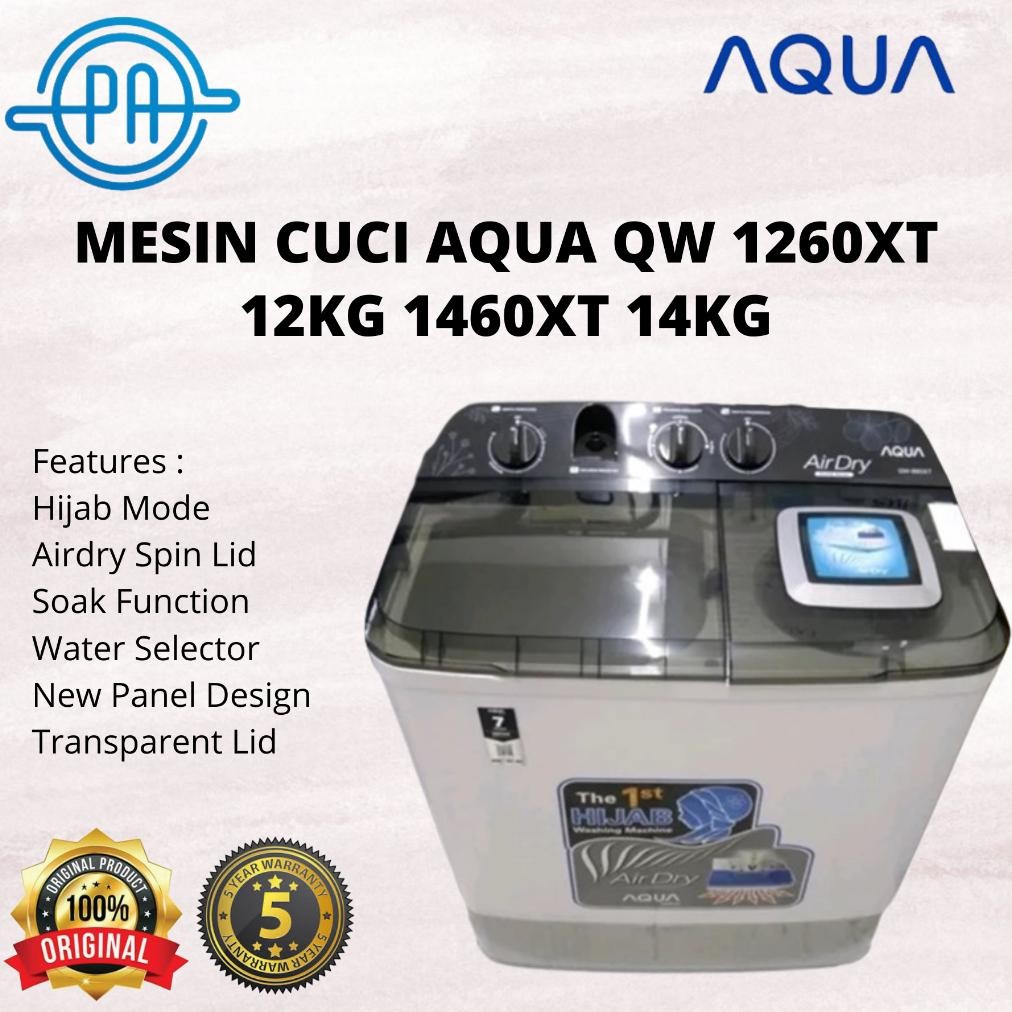 Mesin Cuci Aqua 2 Tabung QW 1460XT 1460 XT 14KG QW1450XT QW 1450 / New QW 1430HT / QW-1430 HT / 1430