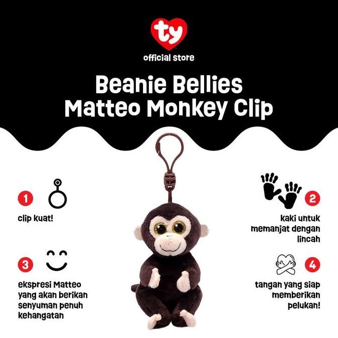 TY Beanie Bellies Matteo Monkey Keychain - Gantungan Kunci Boneka