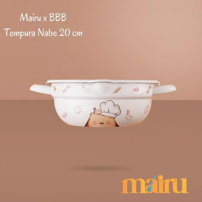 Promo Mairu X Big Bear & Bird Tempura Nabe Panci Penggorengan Enamel 20 Cm