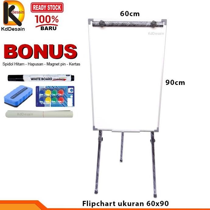 

Flipchart 60 X 90 Magnetic Spidol Magnet Hapusan Kertas New Stok