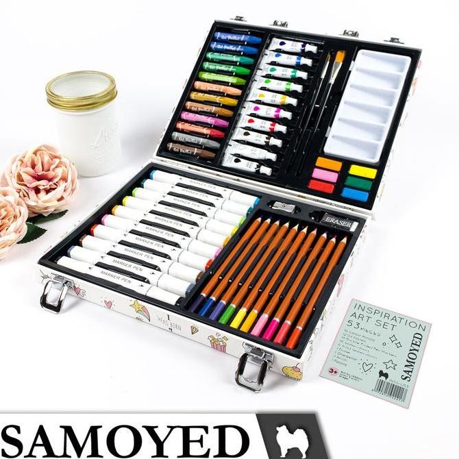 

Peralatan Gambar Warna Lukis / Krayon / Spidol / Pensil Warna / Cat Air Padat / Cake / Blocks / Solid Kotak / Koper Aesthetic / Inspiration Art Set Samoyed INSS-U53