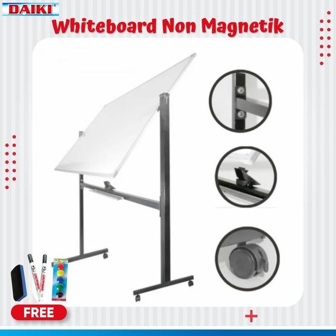 

Whiteboard / Papan Tulis Non Magnetic Kenzou Double Face Uk 90X180 Cm New Stok