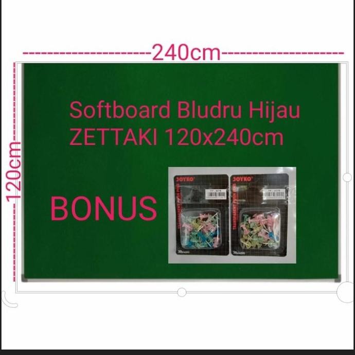 

Softboard Cork Board/Papan Madinggantung Bludruhijau Zettaki 120X240Cm New Stok