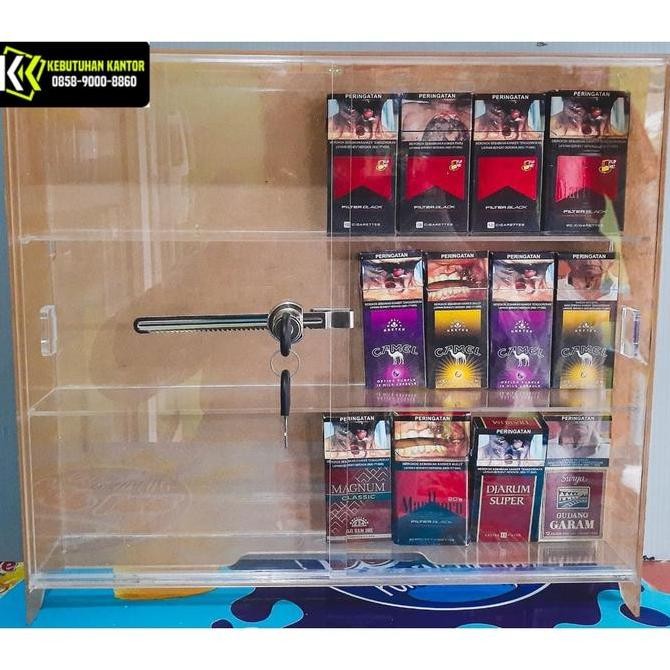 Sale Jual Akrilik Display Rak Lemari Rokok Rak Acrylic Rokok + Kunci