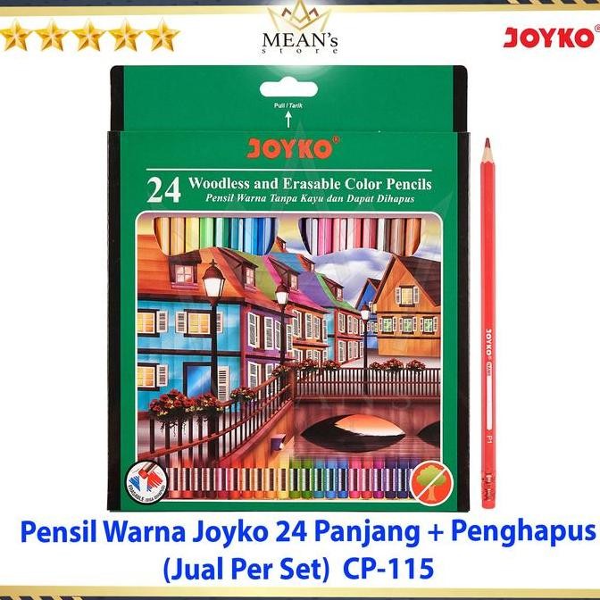 

Pensil Warna Joyko CP115 / Pensil Warna 24 Panjang Ada Penghapus