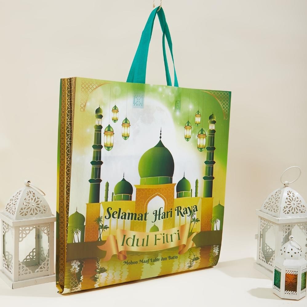 

fh-46 dfg-88 (LUSINAN) Goodie Bag Lebaran Idul Fitri Full Colour Standing Box Premium Handle Sembako Ramadhan Original Berkualitas
