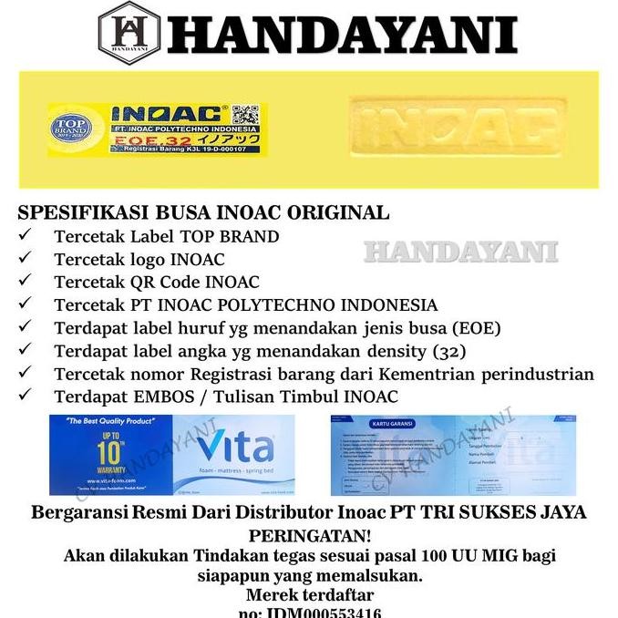 Grosir Kasur Busa Inoac Yellow Eoe Super D32 Density 32 180 160 145 120 90 200X180X30 200X160X30 200