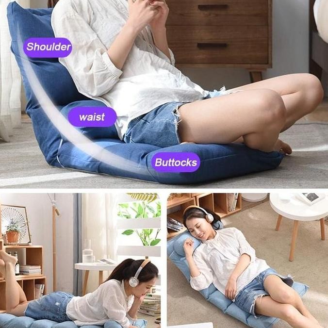 Murah Kursi Lipat Santai Lesehan Sandaran Sofa + Bantal - Bean Bag Kursi Sofa Malas Dengan Bantal