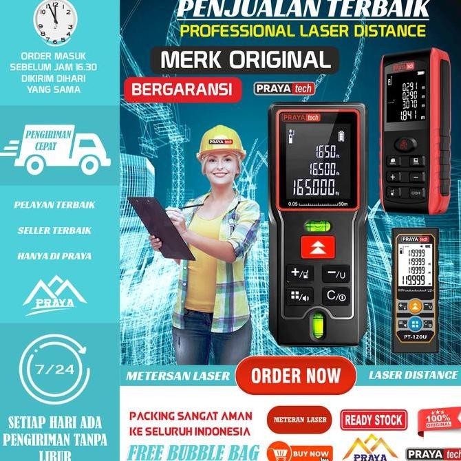 100M Laser Distance Meter / Meteran Laser Prayatech 100 Meter Digital Kualitas Terbaik Harga Termura