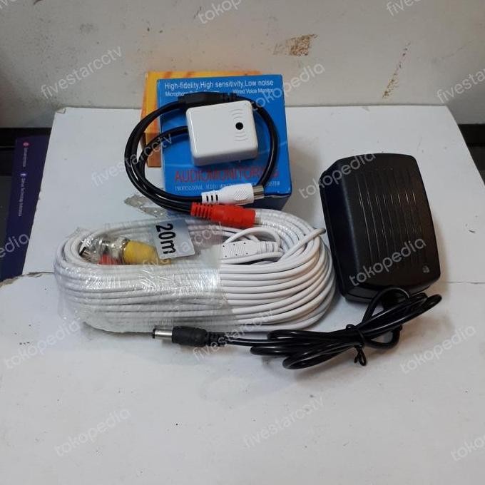 BARU PAKET MIC / AUDIO LENGKAP UNTUK KAMERA CCTV MIKROFON OUTDOOR / INDOOR CCTV