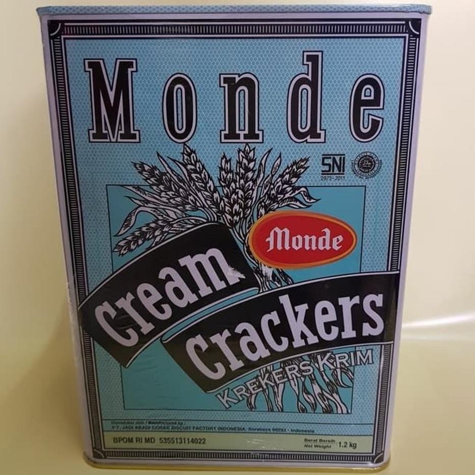 

Makanan Ringan Biskuit Kaleng Monde Cream Craers Quality 1.2 Gr