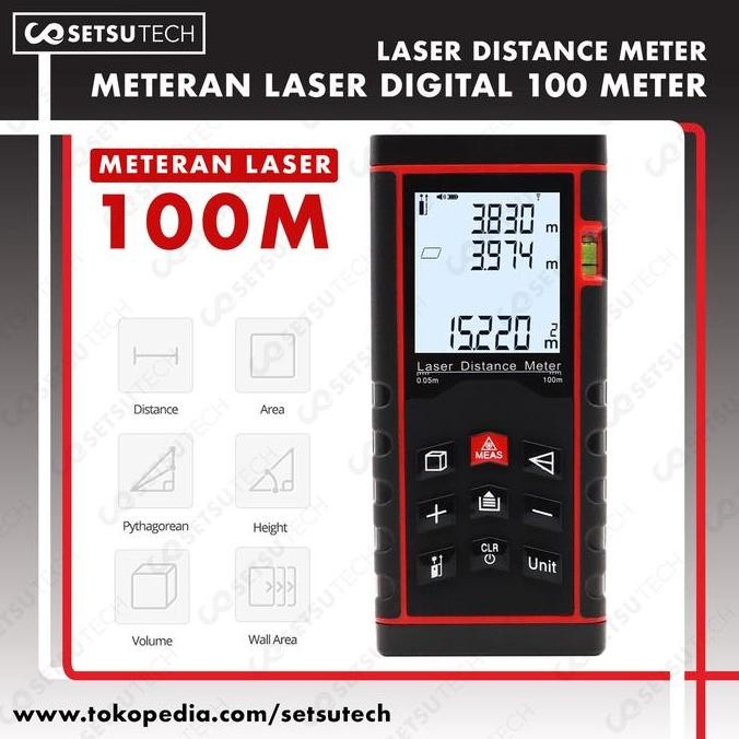 Meteran Laser Digital 100M Laser Pengukur Jarak 100 Meter Rangefinder Kualitas Terbaik Harga Termura