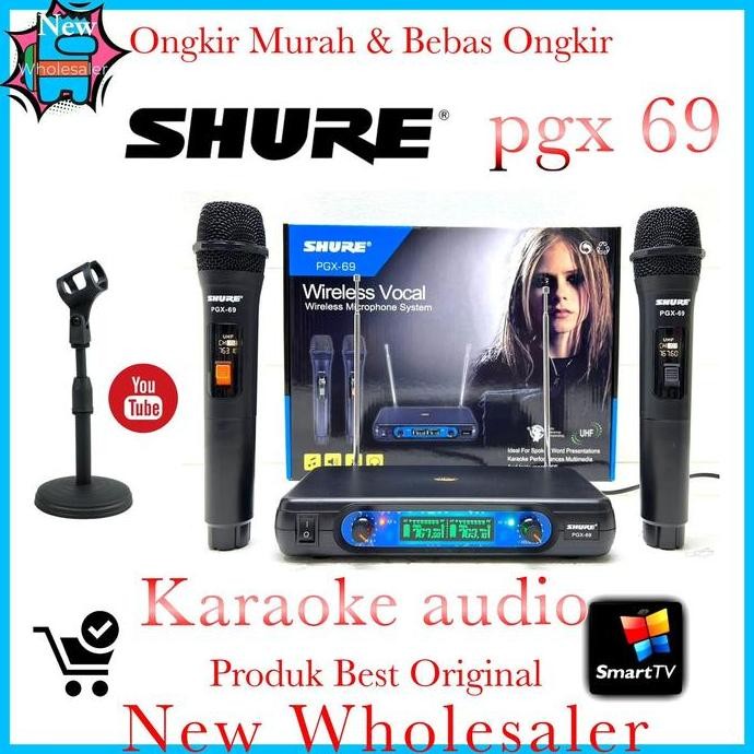 BARU MIC KARAOKE WIRELESS SHURE PGX69 - SUPPORT SMART TV & YOUTUBE