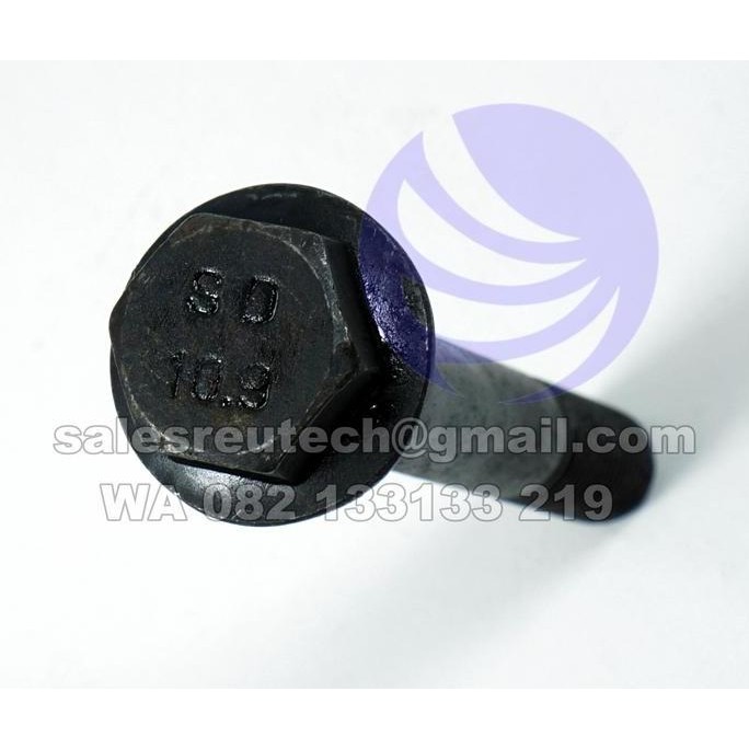 Baut Baja 10.9 M12X90 Hitam Flange Bolt + Mur ( Baut Topi M12X90 )