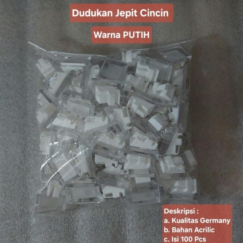 Display Jepit Cincin Akrilik Tempat Dudukan Cincin isi 100pcs Putih DiM