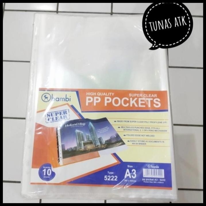 

Terlaris PP pocket Bambi Bening A3 pack Best Seller