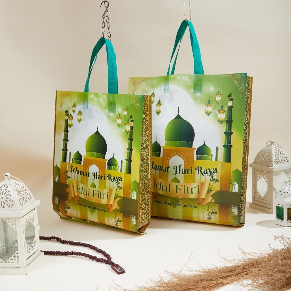 

wd-54 dfg-88 (LUSINAN) Goodie Bag Lebaran Idul Fitri Full Colour Standing Box Premium Handle Sembako Ramadhan Original Berkualitas