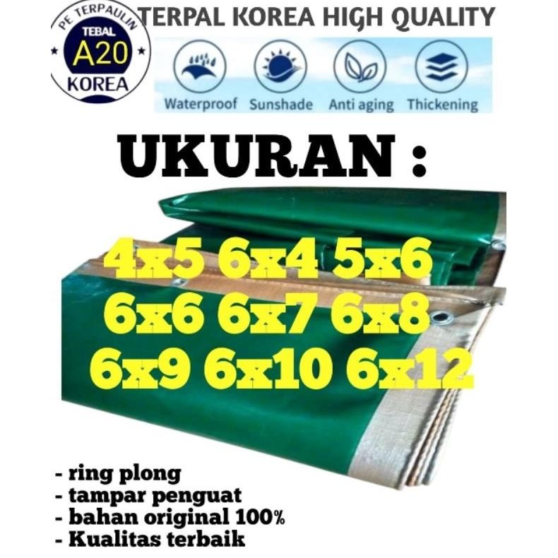Terpal Korea A20 Army Gold Super Tebel Buat Truck Tenda Dll Ukuran 4X5 6X4 5X6 6X6 6X7 6X8 6X9 6X10 