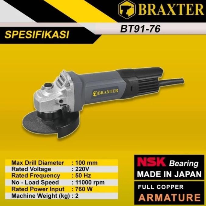 Braxter Mesin Gerinda Tangan Bt 91-76 Mesin Gerinda 4" Saklar Belakang