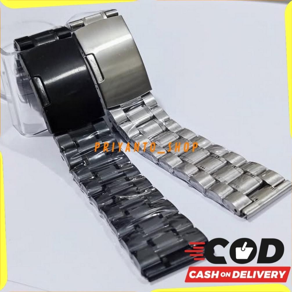 Strap Tali Jam Tangan Rantai Stailesa Stell  EXPEDITION 18 20 22 24 26mm Hitam DiM