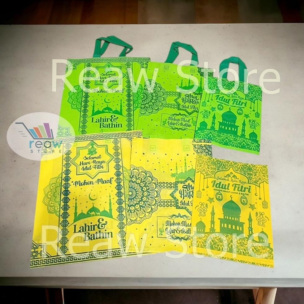 

eqw-68 dgf-4 Per Lusin 12Pcs Goodie Bag Spunbond Kantong Souvenir IdulFitriLebaran Murah Termurah