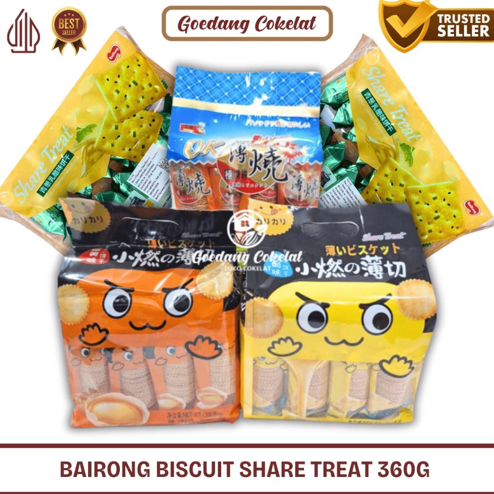 

Bairong Biscuit Share Treat Egg Yolk Scallion Cheese Chocolate Flavor Biscuit / Biskuit Impor / Cemilan 360G