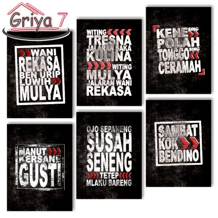 Dekorasi dinding motivasi quote jawa pajangan dekorasi jowo estetik poster hiasan