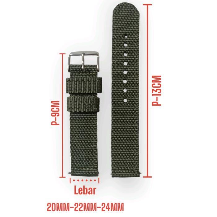 Strap Jam Tangan Kanvas 20Mm 22 Mm 24 Mm Coklat Dan Hijau Tali Jam Tangan Harga Per Pcs / Spasang