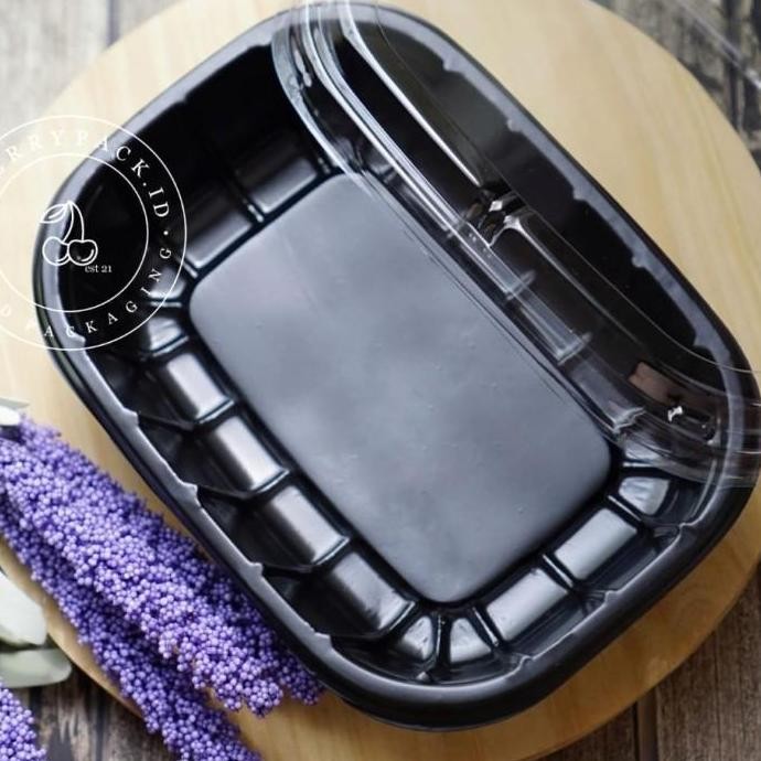 Tray Black/Mika Hitam/Wadah Makanan Kue Bento Plastik