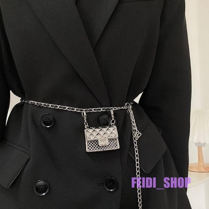 Feidi - Tas Slempang Wanita, Pinggang Waist Bag Metal Shoulder Small "Mini" Waist  Bag