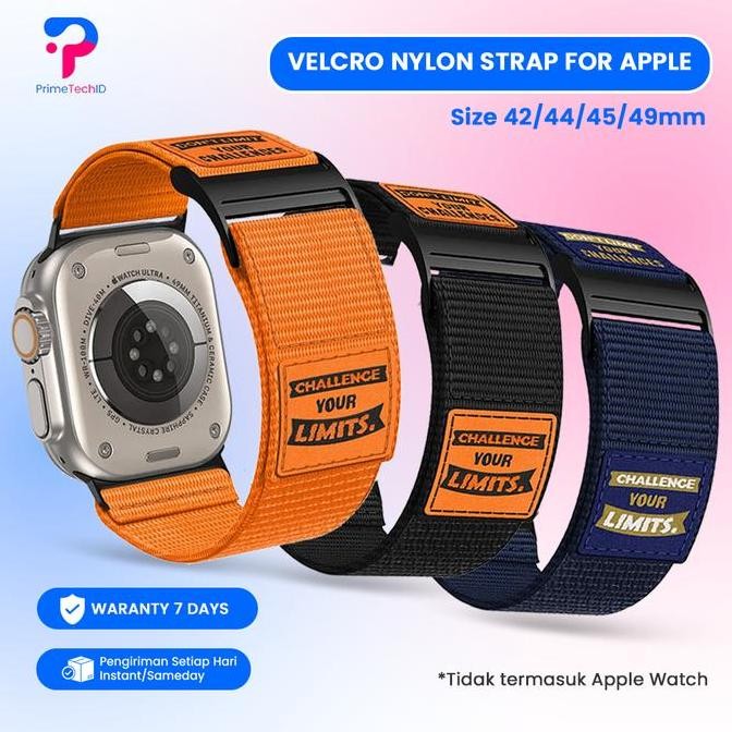 Ori - Velcro Nylon Strap Apple Watch Series 42 44 45 49Mm - Tali Jam Premium