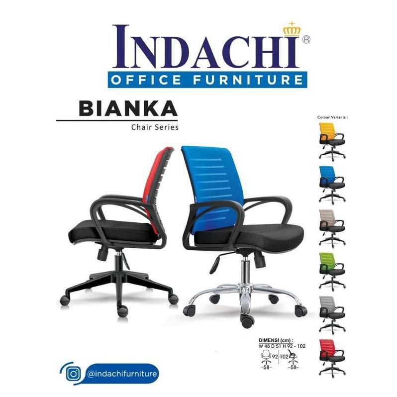 Kursi Kantor Staff Indachi Bianka (model jaring, modern dan nyaman)
