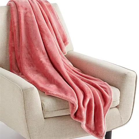 Selimut bulu polos tebal 180200 - pink blush / dusty pink