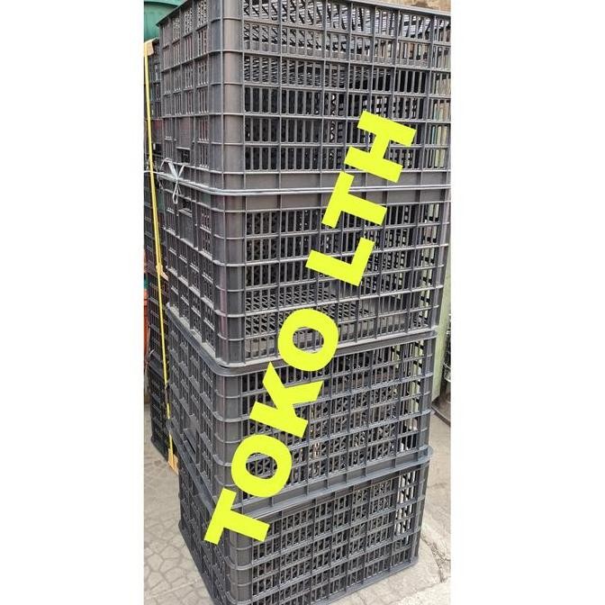 ready CONTAINER KERANJANG INDUSTRI BOX WADAH SERBAGUNA KRAT LUBANG HITAM