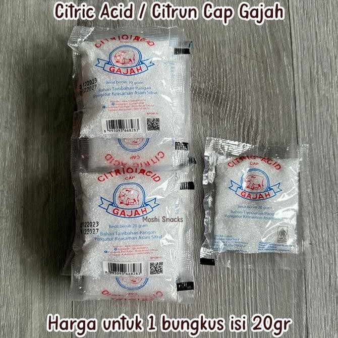 

LM Sitrun Asli Cap Gajah 20gr / Citric Acid Asam Citrun Bahan Pangan