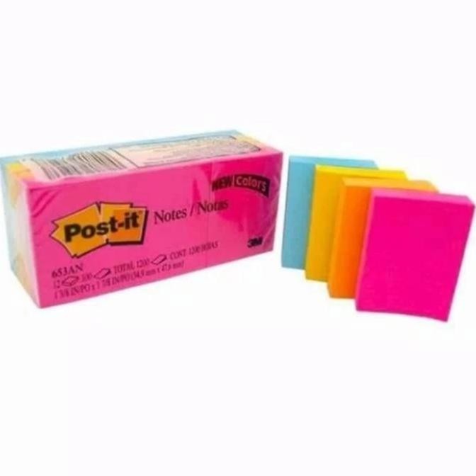 

Sticky Note Post it 3M 653 AN Neon Warna Warni 12 pad (1200 lembar) SS