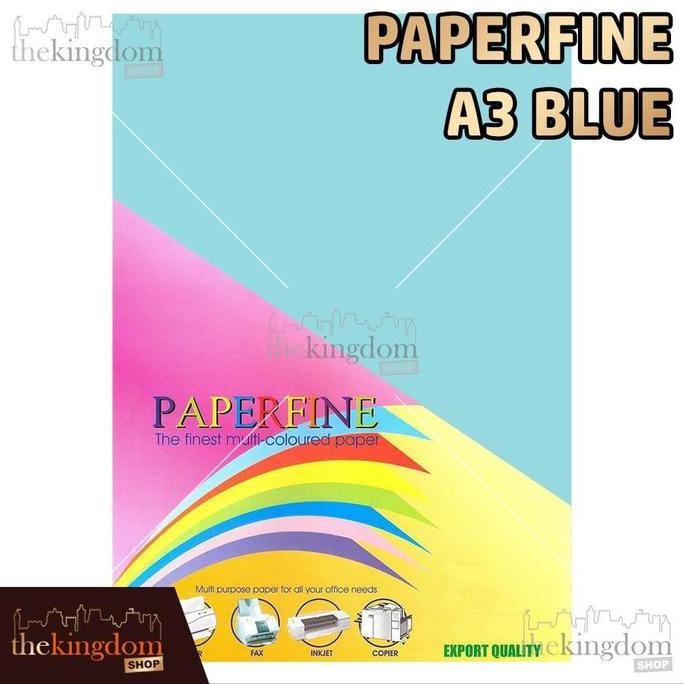 Paperfine Kertas HVS Warna A3 Blue Biru Muda Isi / 100 Lembar 180 MS