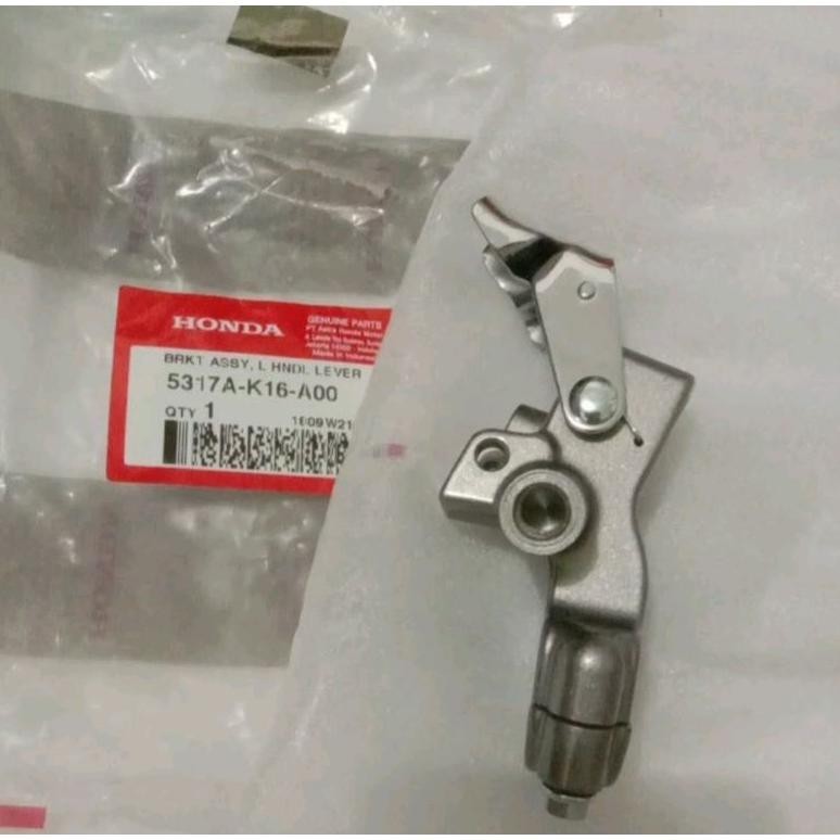 Dudukan handle kiri + handle + swit rem braket L handle Assy Scoopy karbu Scoopy fi ORIGINAL lepas C