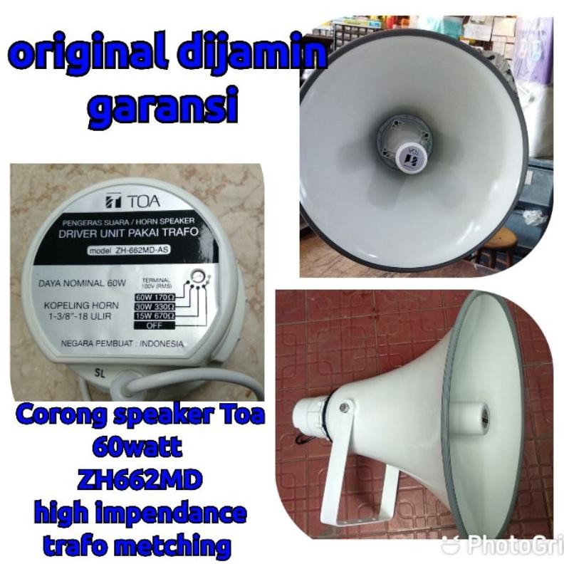 corong speaker merek Toa 60watt type ZH662MD pake metching impendance original garansi DiM