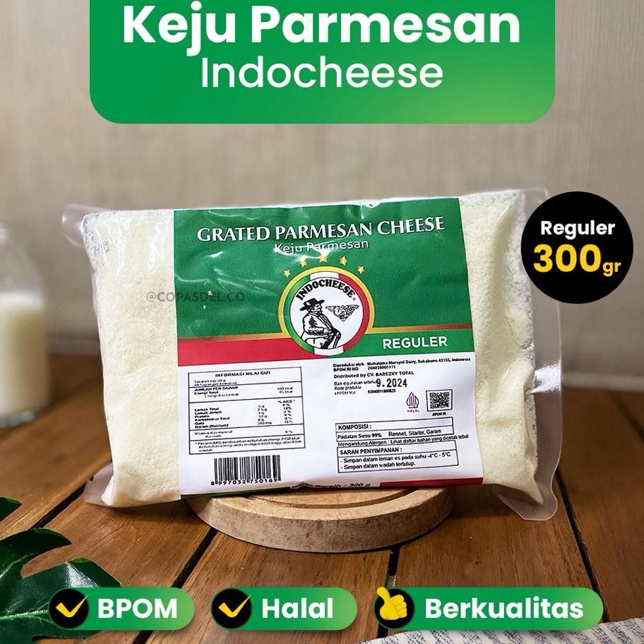 

Keju Parmesan Indocheese Grated Parmesan Cheese 300Gr Halal