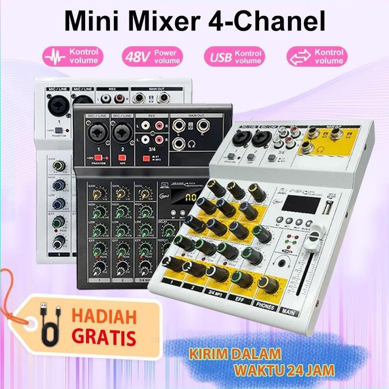 MICO Mixer 4 chanel /mixer audio/Professional mixer 4 chanel murah/mixer mini/Soundcard USB Bluetoot