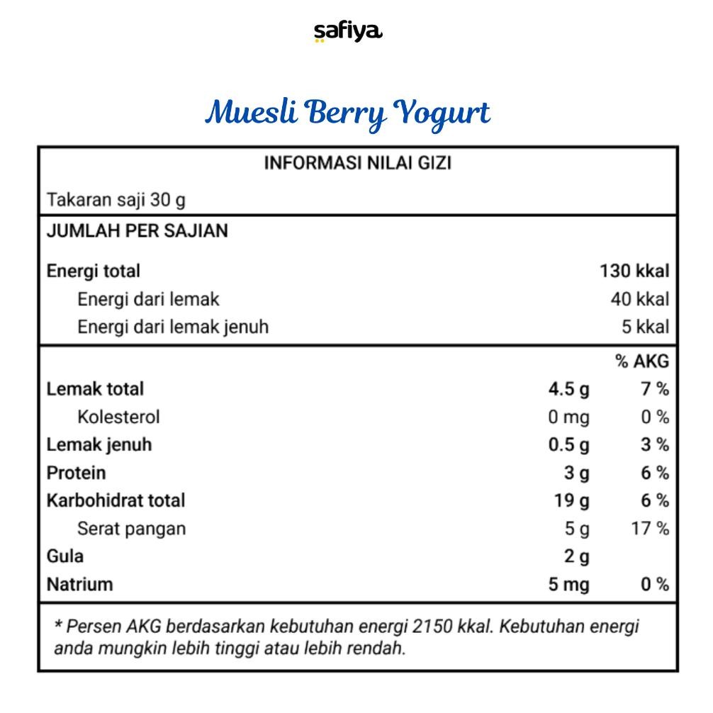 

Ct_C1077 Muesli Sereal 1 Kg Safiya | Original Berry Yogurt Snack Diet Sereal Sarapan Sehat Fx-4